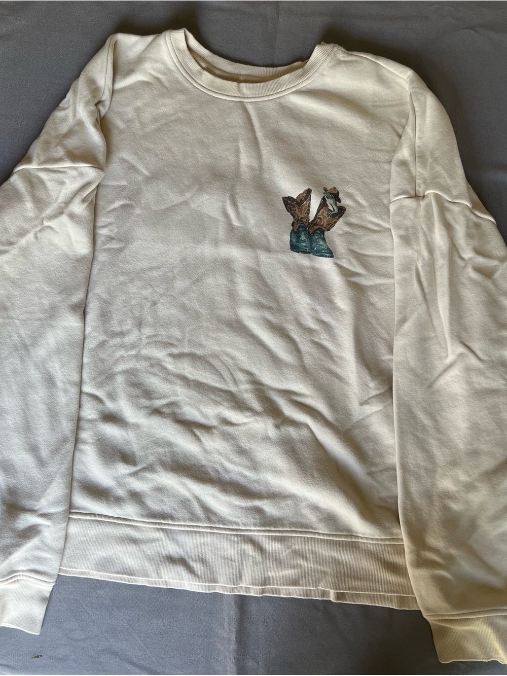 Original Use Cream Crewneck Sweater with Boot Embroidery